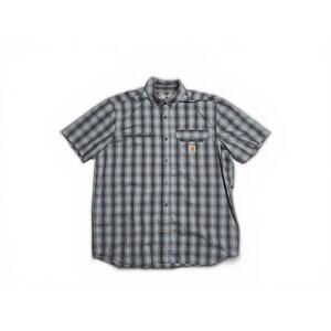Carhartt Force Short Sleeve Relaxed Fit Button Down Shirt Men's XL Blue Plaid